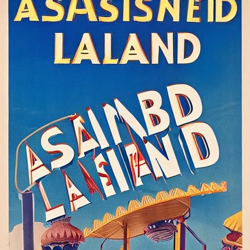 poster of the amusement park called asbestos land Stable Diffusion