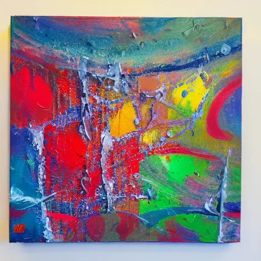 acrylic painting made by scraping paint across a Stable Diffusion