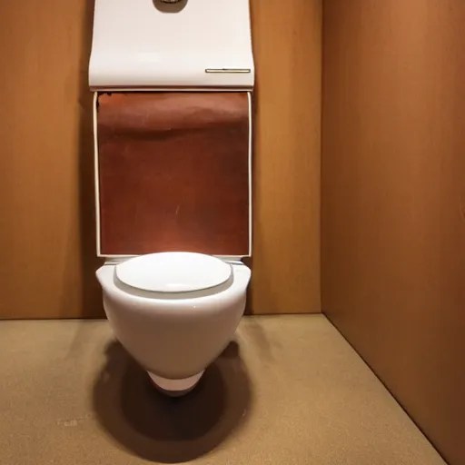 midcentury modern toilet with leather seat designed Stable Diffusion