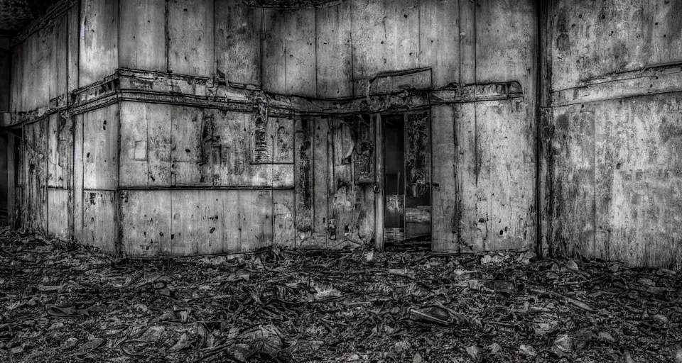 abandoned building, dark, photograph Stable Diffusion