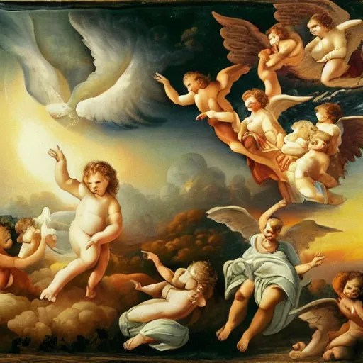 painting of heaven and angels Stable Diffusion