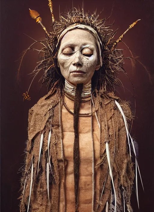 a portrait of a mummified woman, ritualistic burial, Stable Diffusion