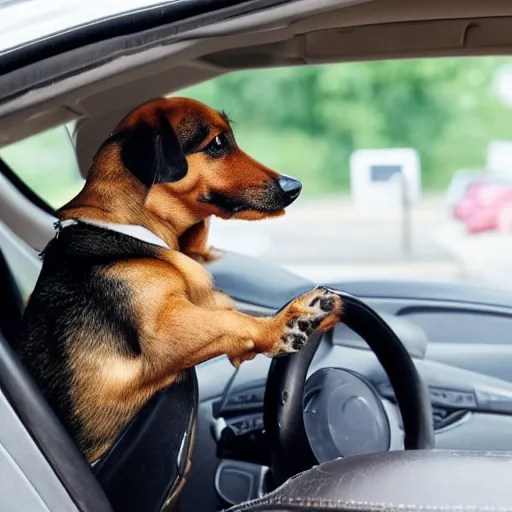 dog driving a car Stable Diffusion