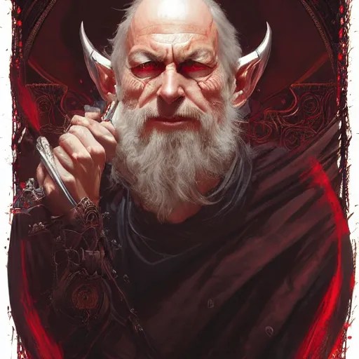 portrait of a evil wizard with red eyes, epic, D&D, Stable Diffusion