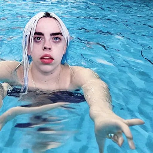billie eilish swimming in a pool full of dollars | Stable Diffusion