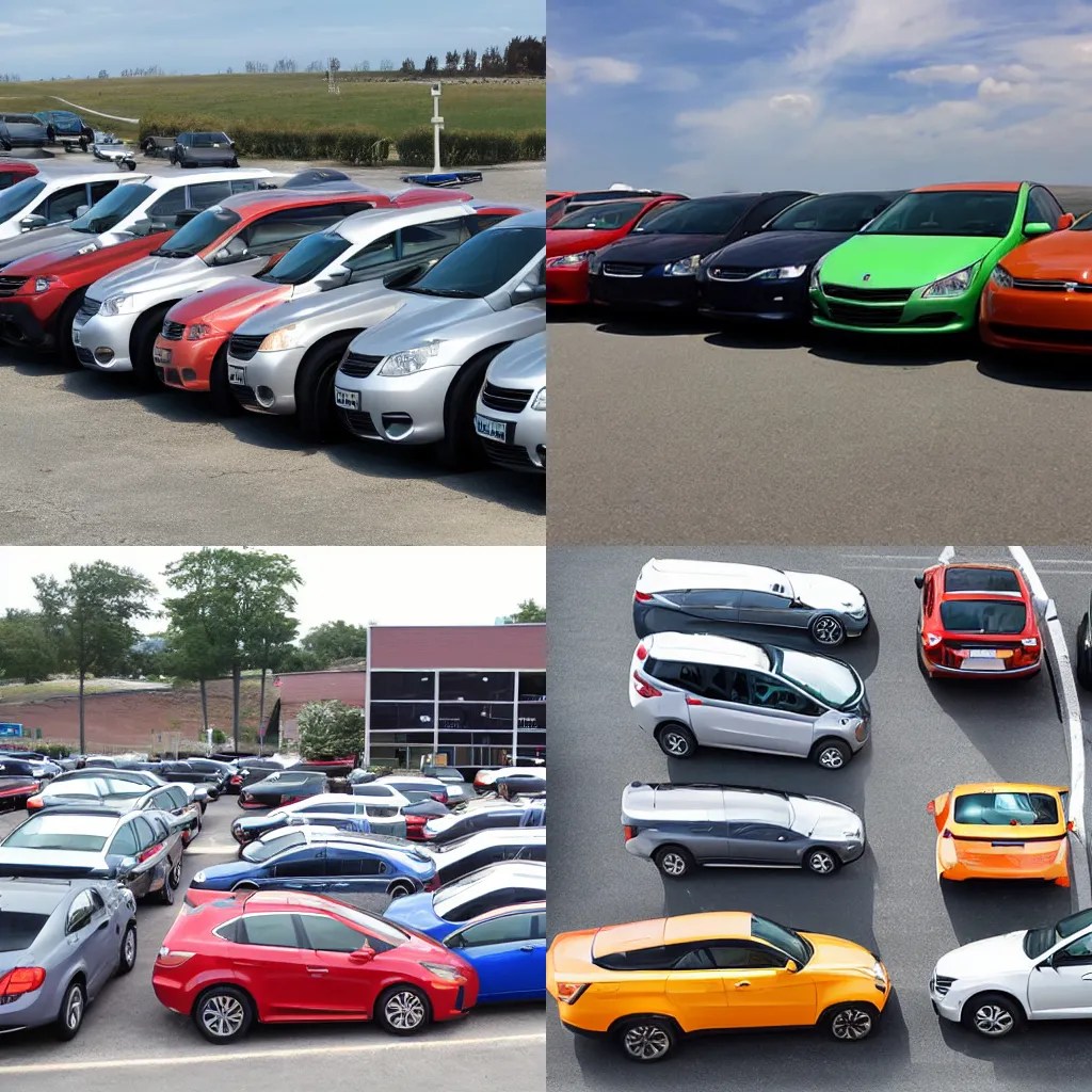 six cars in the parking lot Stable Diffusion OpenArt