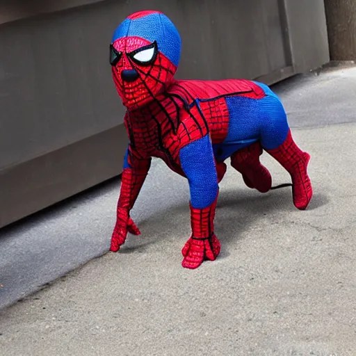 dog wearing spiderman suit Stable Diffusion