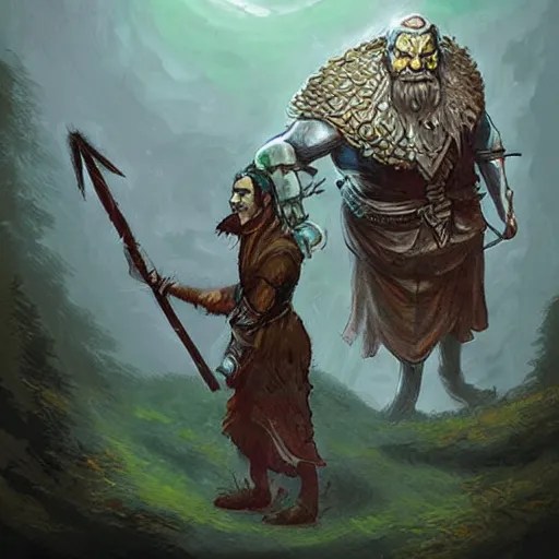 a dnd hill giant, art by TYLER JACOBSON. Stable Diffusion
