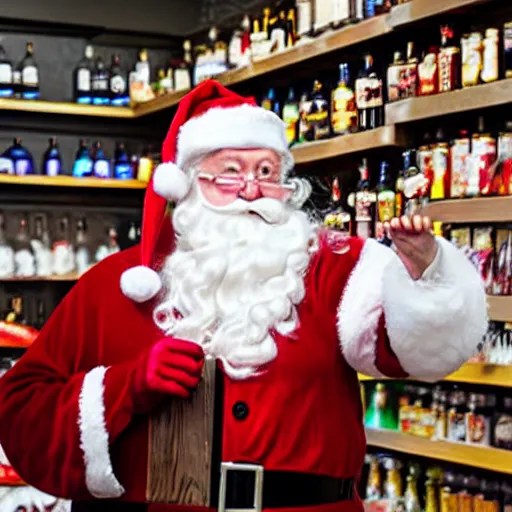 santa claus working at a liquor store Stable Diffusion OpenArt