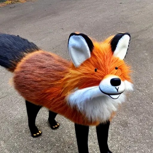 a bad taxidermy of a fox with googlyeyes. Stable Diffusion