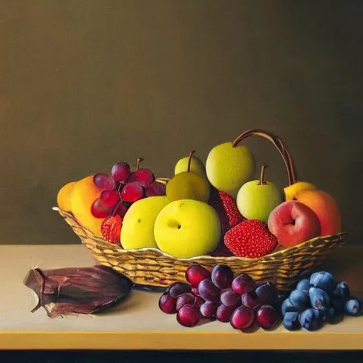 a fruit basket on top of a kitchen table, Stable Diffusion OpenArt
