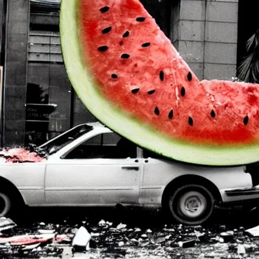 a giant watermelon splash ,big impact hit on the Stable Diffusion OpenArt