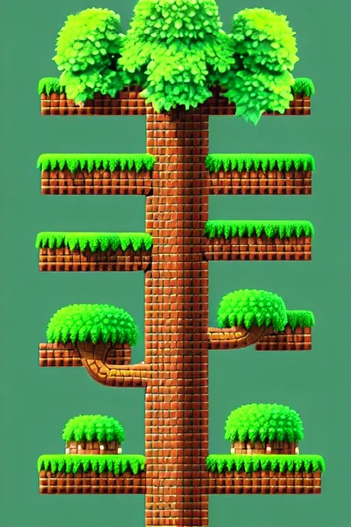 a tree, in the style of super mario world, intricate, Stable Diffusion
