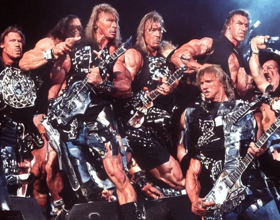 colour photo off arnold schwarzenegger, sylvester Stable Diffusion