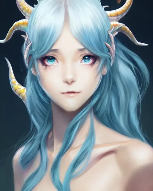 character concept art of a woman with water dragon Stable Diffusion