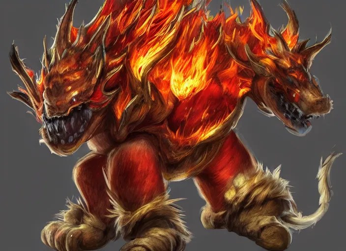 detailed concept art of a huge giant fire bowser by Stable Diffusion