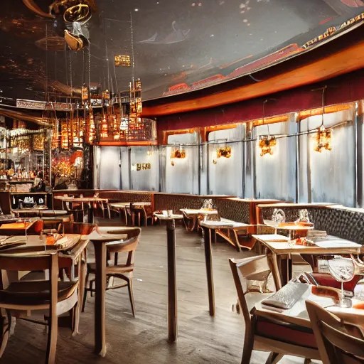 the restaurant at the end of the universe, cinematic Stable Diffusion