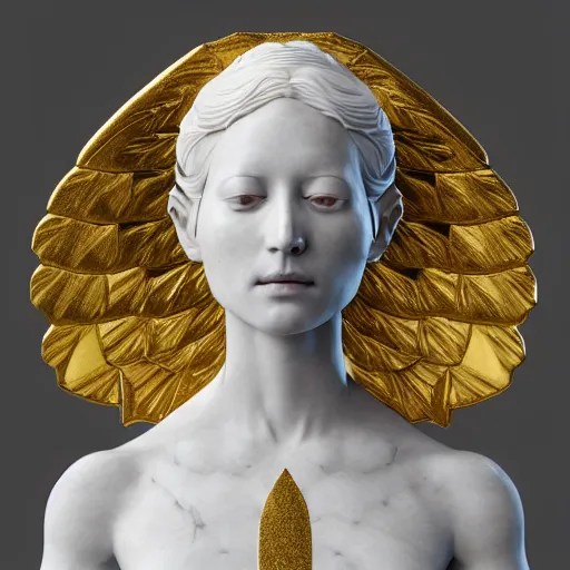 a statue made of white marble with gold veins, of an Stable Diffusion