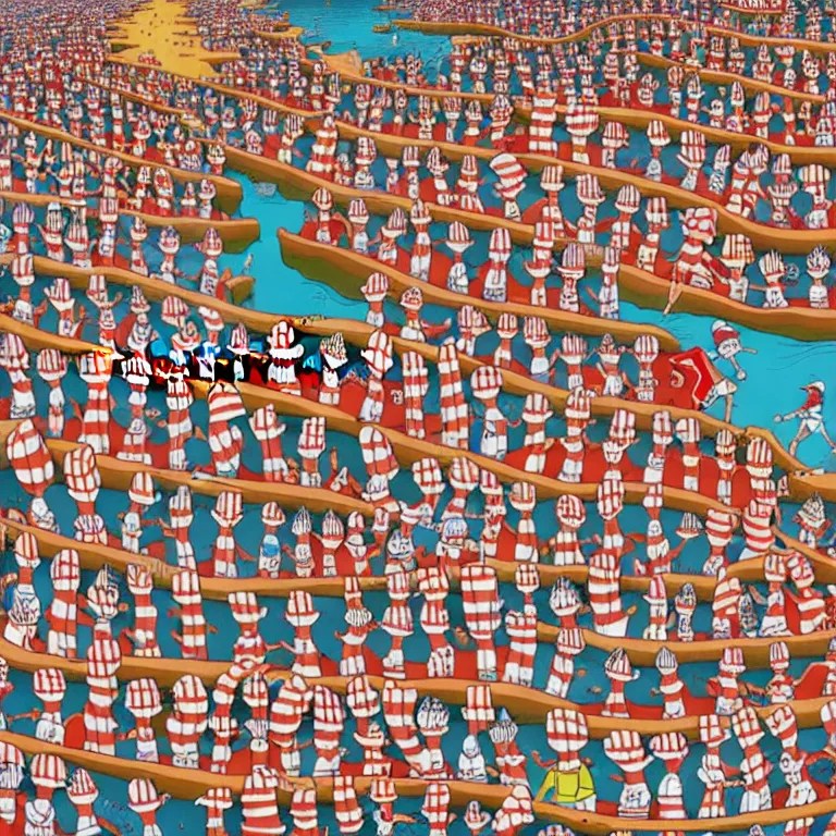 high quality illustration of waldo from where's waldo Stable Diffusion