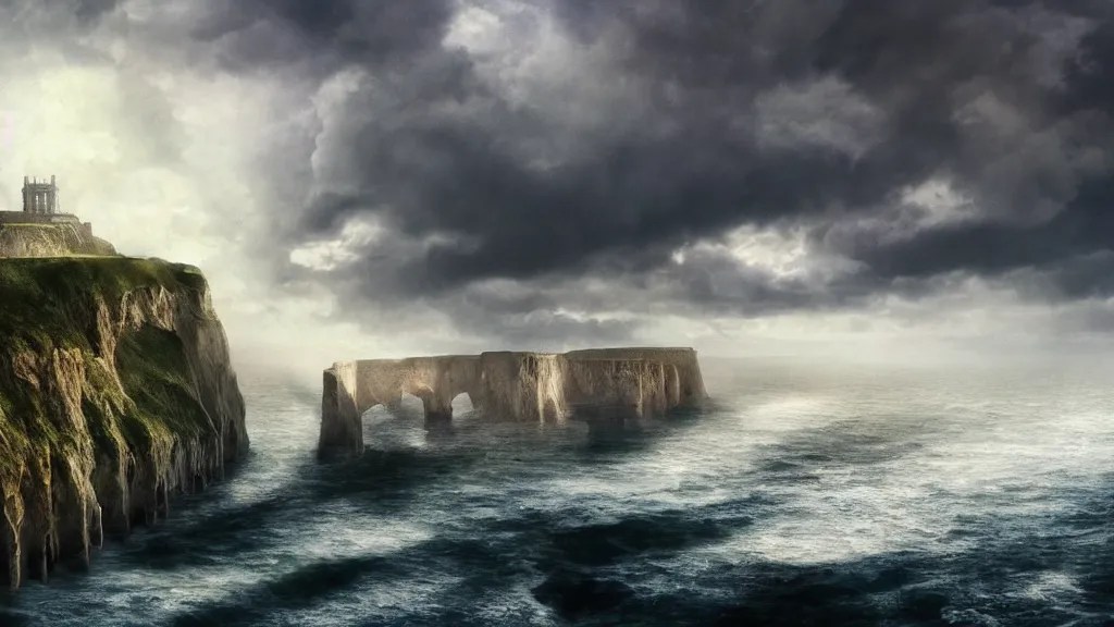 cliffs of dover rocky, stormy weather, rough seas, Stable Diffusion
