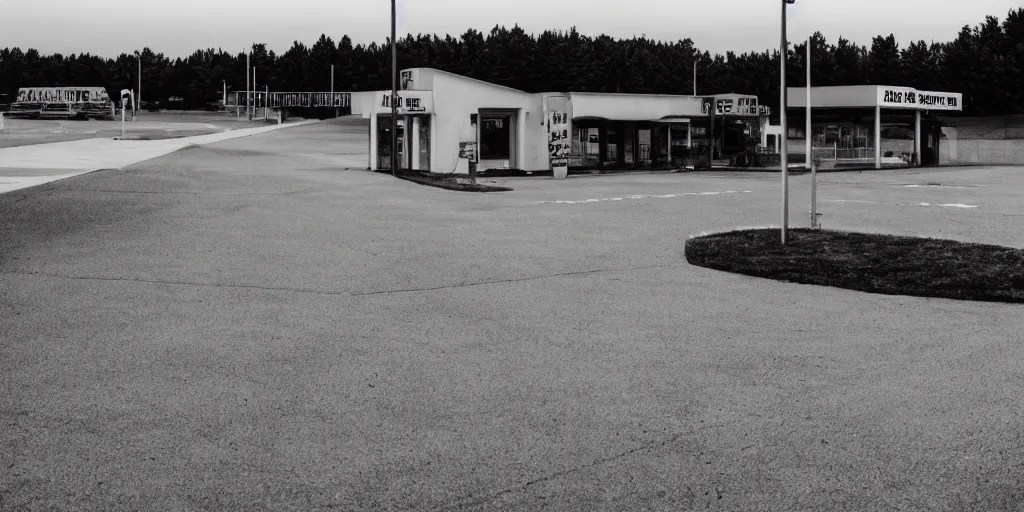 a lonely port byron travel plaza in the middle of Stable Diffusion