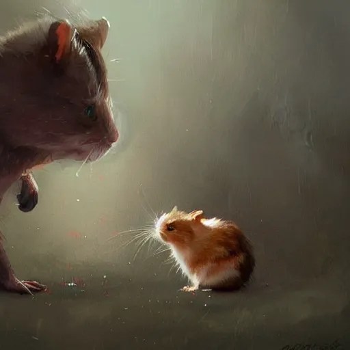 a hamster killing a cat by greg rutkowski Stable Diffusion OpenArt