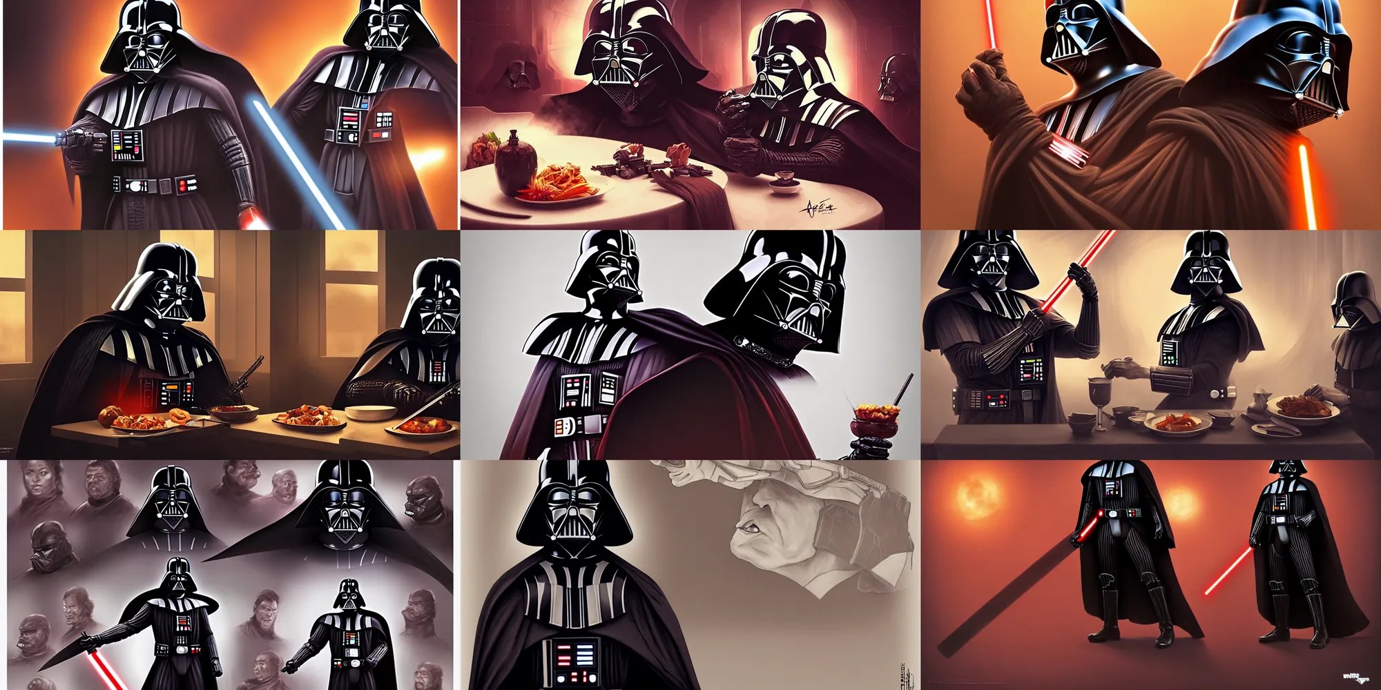 darth vader eating dinner, character sheet, character Stable