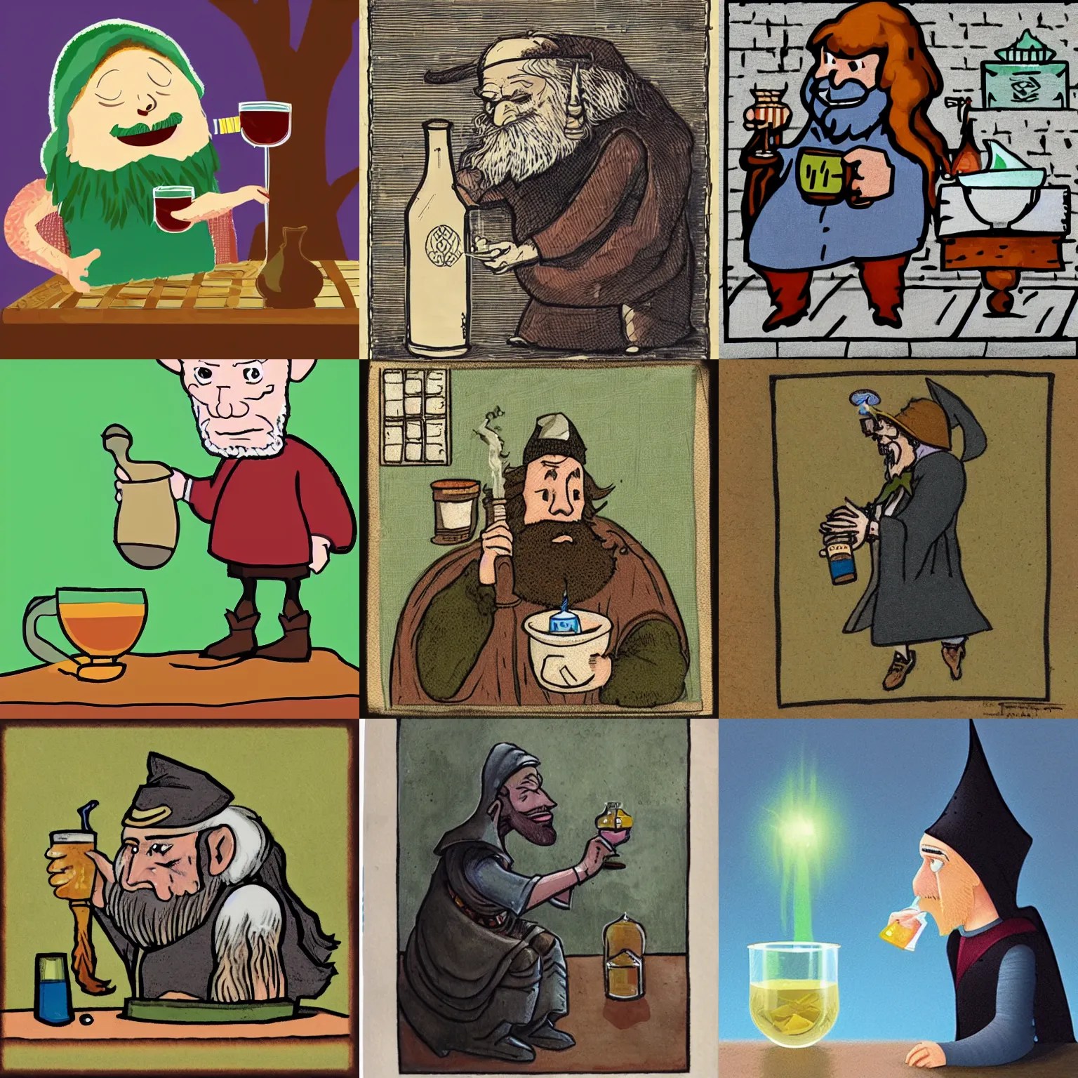 A wizard drinking a shrinking potion Stable Diffusion OpenArt