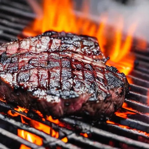 a steak cooking on a charcoal grill Stable Diffusion OpenArt