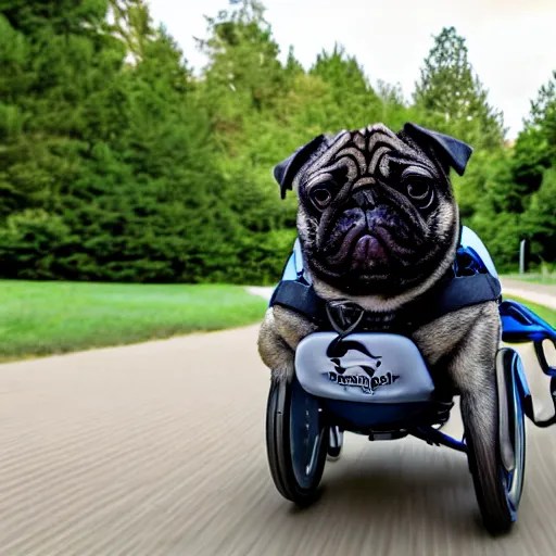 a morbidly obese pug riding a turbo boosted Stable Diffusion