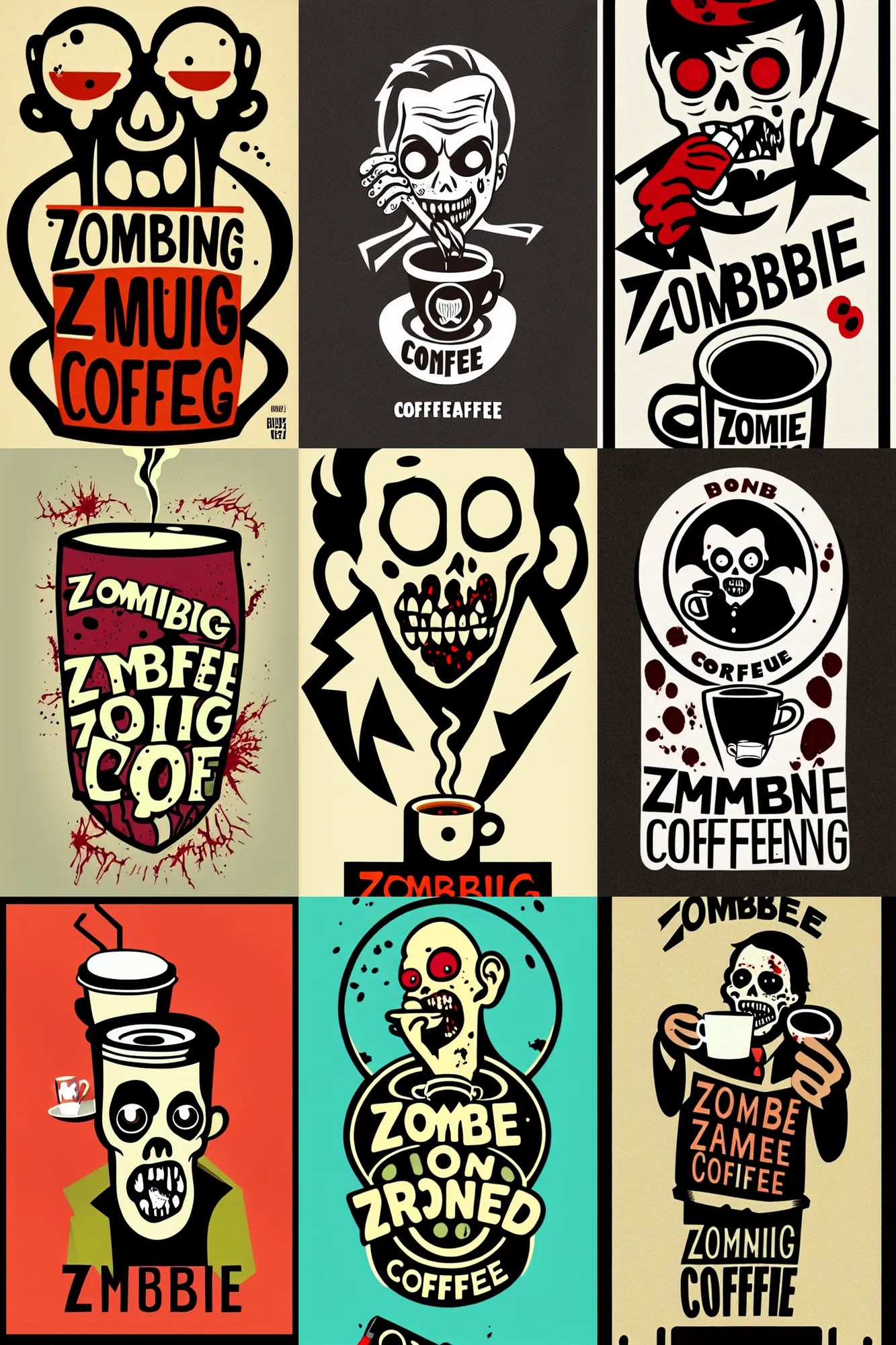 zombie drinking coffee logo take away coffee by Stable Diffusion