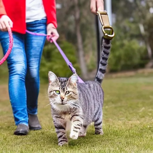 a cat walking a person on a leash Stable Diffusion OpenArt