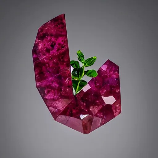 a plant growing a polished cut ruby gemstone Stable Diffusion OpenArt