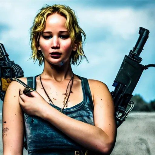 Jennifer Lawrence in Tank Girl Remake, (EOS 5DS R, Stable Diffusion