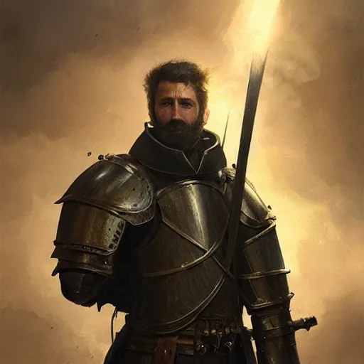 Portrait of a middle aged Knight with big sideburns, Stable Diffusion