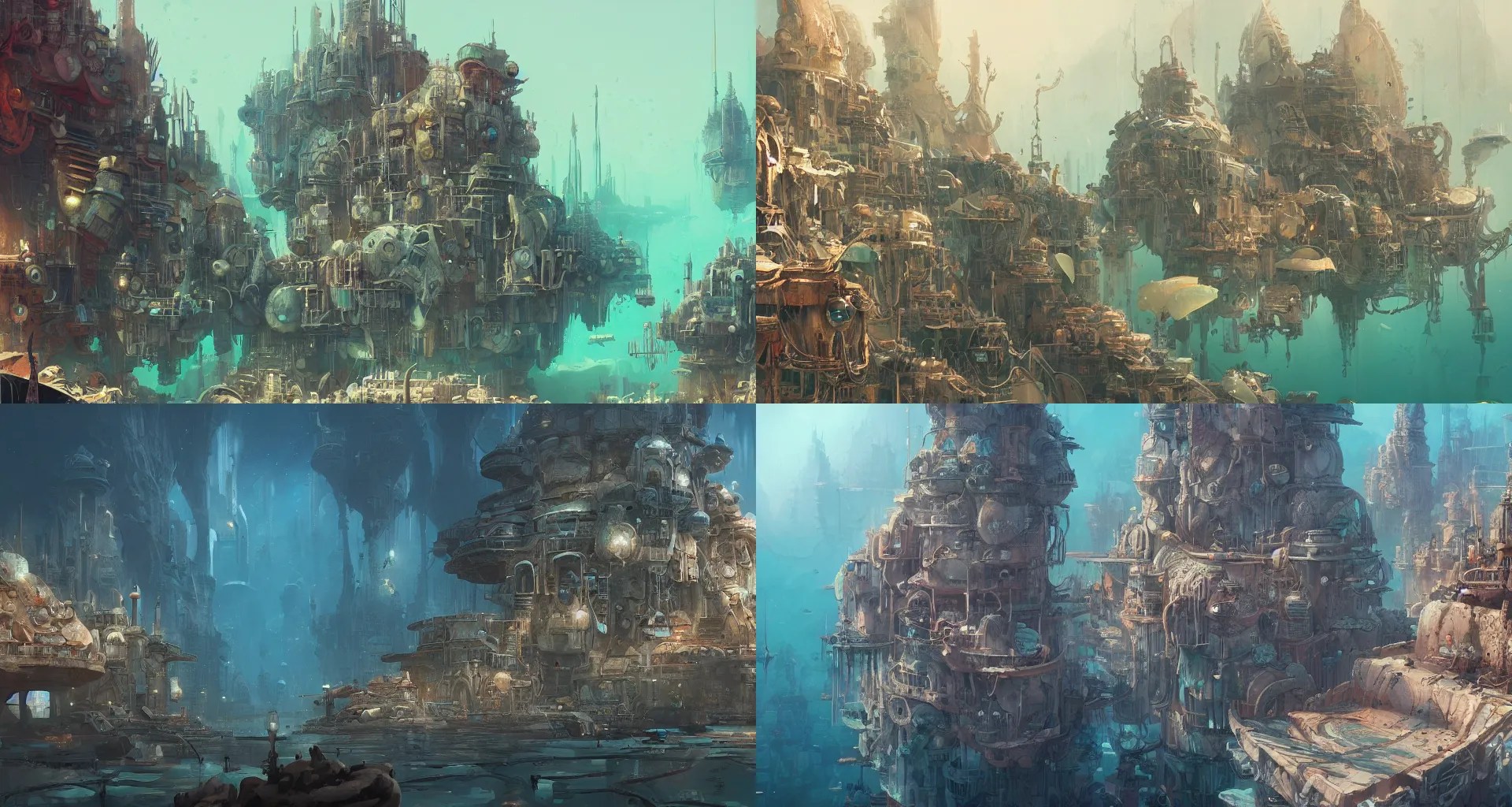 a beautiful detailed matte painting of underwater city Stable