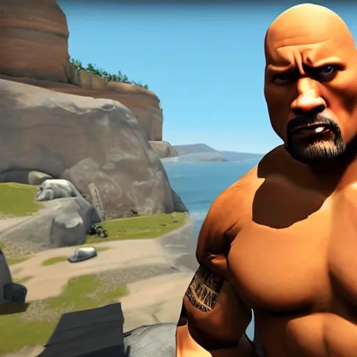 Dwayne Johnson in Team Fortress 2, HD 4k game Stable Diffusion OpenArt