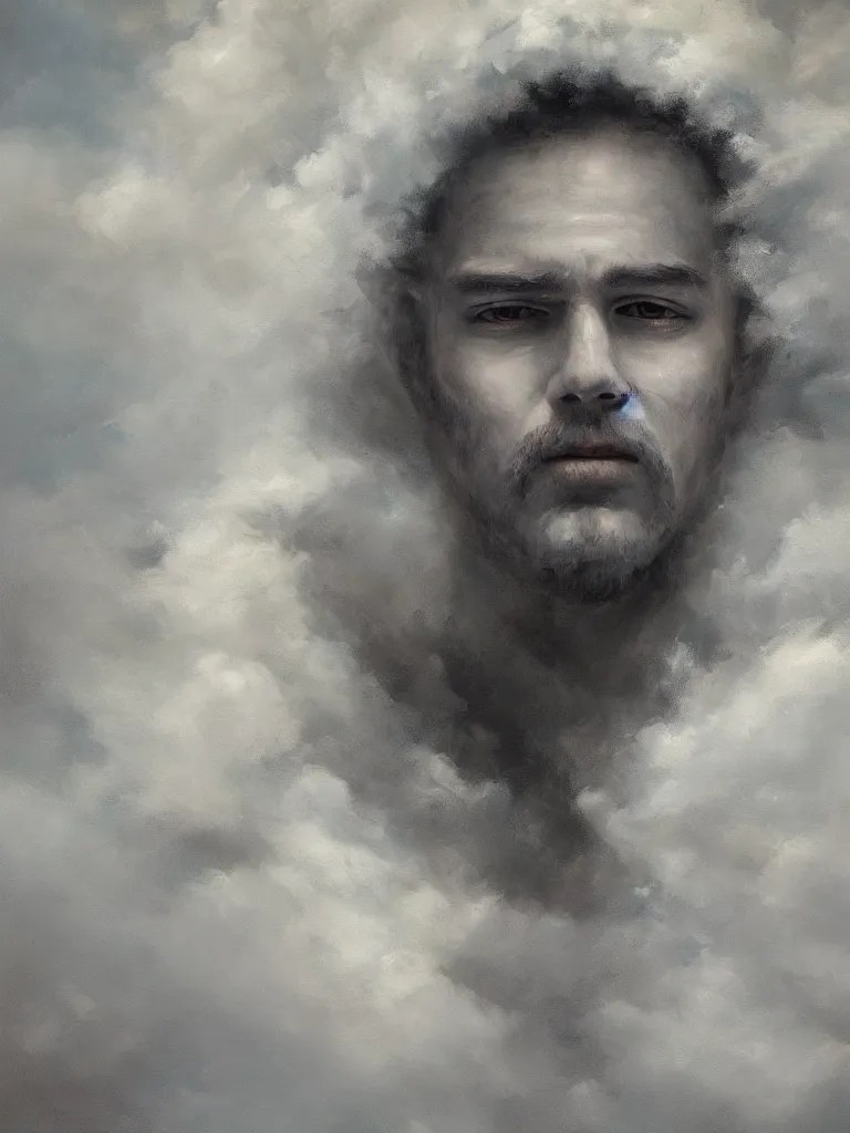 portrait of a cloud man, detailed painting, hd, hq, Stable Diffusion