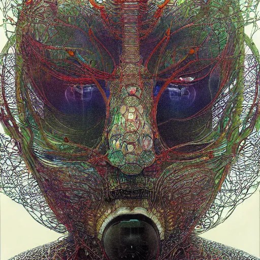 a centered portrait of a non human predatory alien. Stable