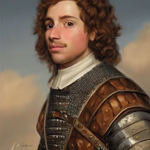 portrait of a young squire, painting by michael Stable Diffusion