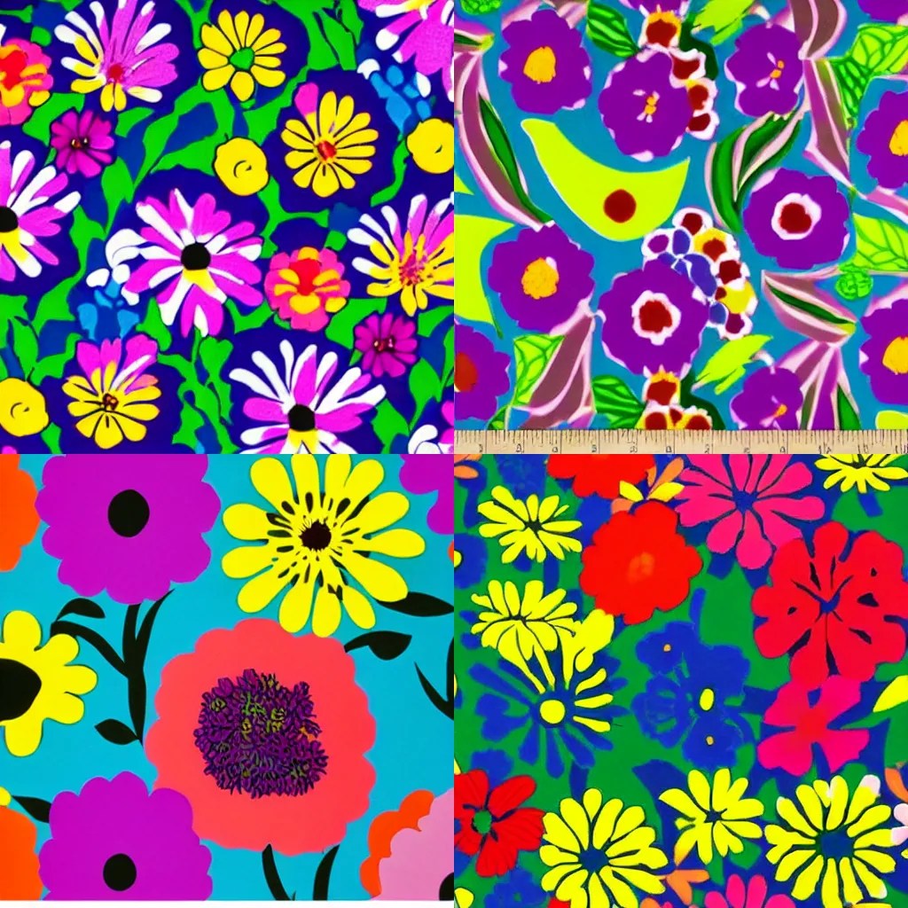 marimekko flowers vivid bright Stable Diffusion OpenArt