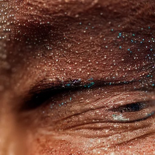 closeup of sweating forehead with sweat on it, big Stable Diffusion