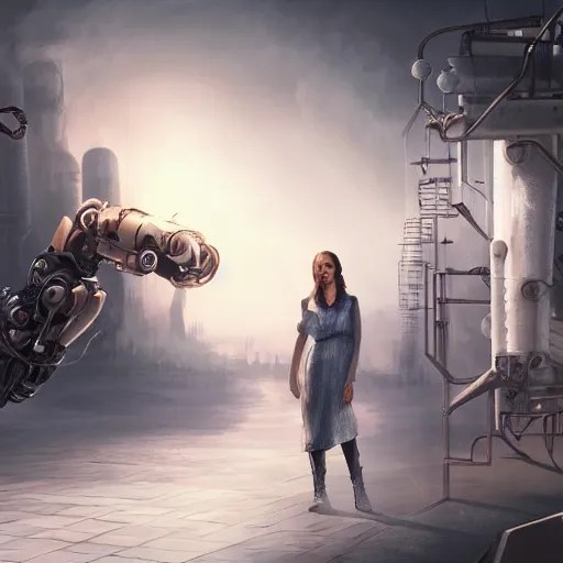 Dolores Abernathy fleeing the westworld laboratory, Stable Diffusion