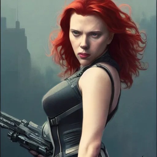 Scarlett Johansson as the Black Widow, intricate, Stable Diffusion