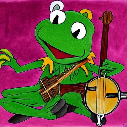 kermit the frog playing banjo painted by gerard way Stable Diffusion OpenArt