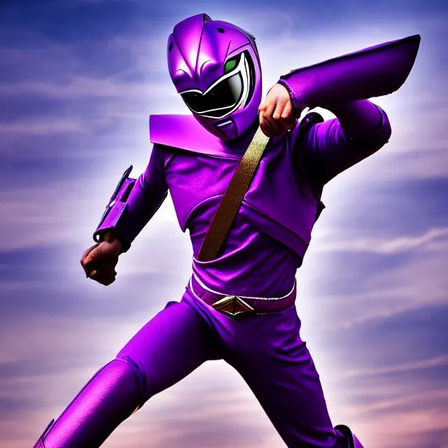 purple power ranger, 8 k, hdr, smooth, sharp focus, Stable Diffusion