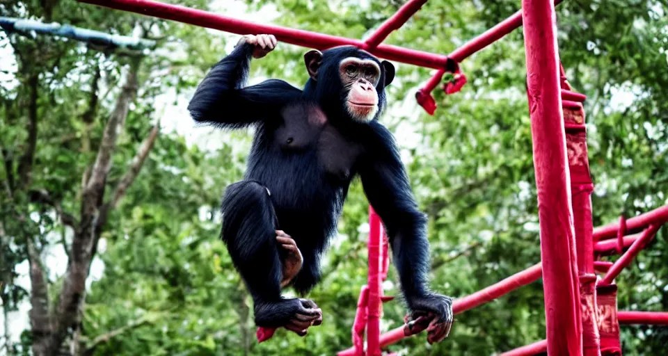 chimpanzee on the ninja warrior course Stable Diffusion OpenArt