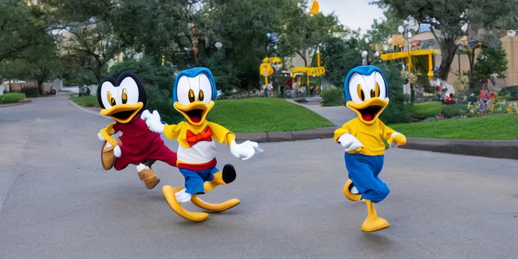 huey dewey and louie running away from angry donald Stable Diffusion