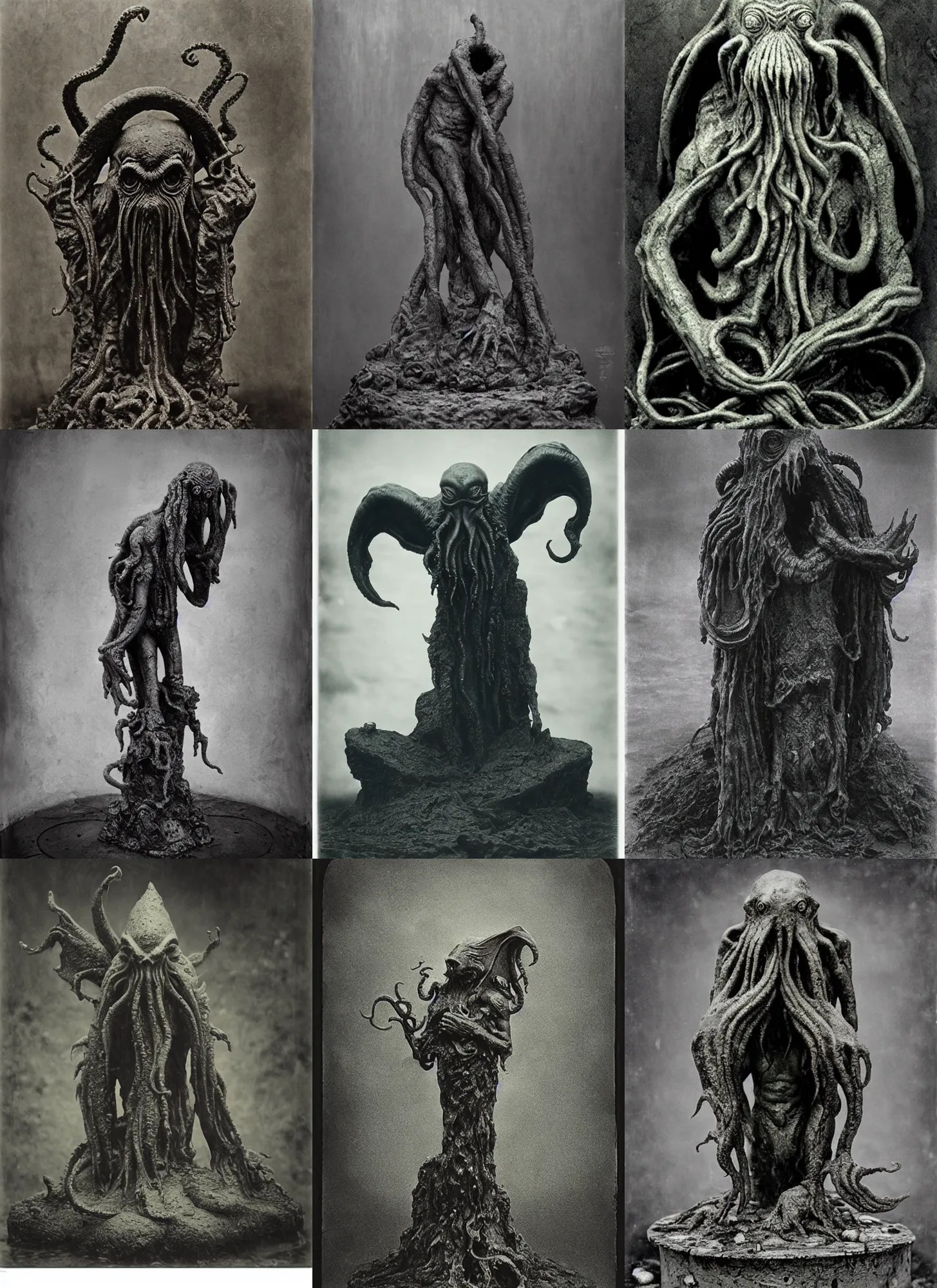 wet plate photography, cthulhu gargoyle statue, Stable Diffusion