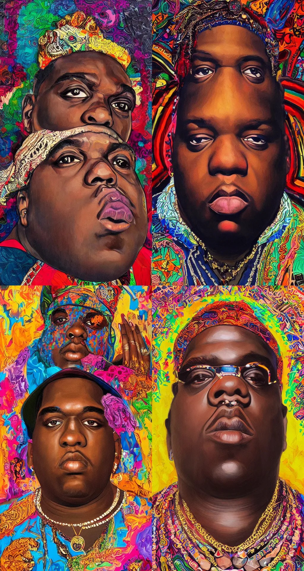 a portrait of biggie smalls wearing boho chic, full Stable Diffusion